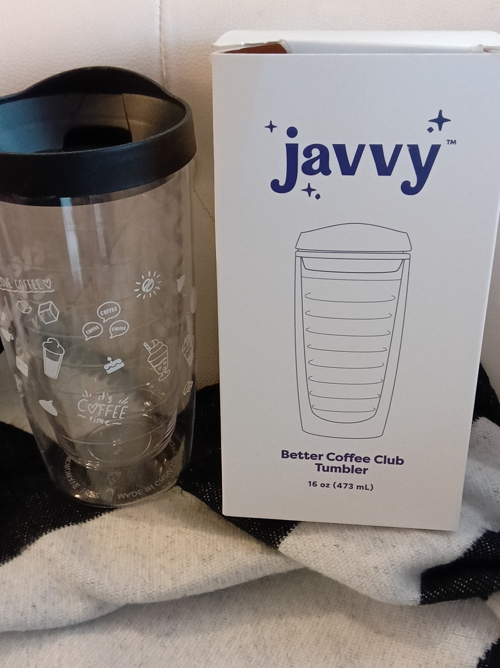 Javvy Better Coffee Club Tumbler - Clear with Black Lid
